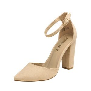 Women's Tan Block Heel Pumps